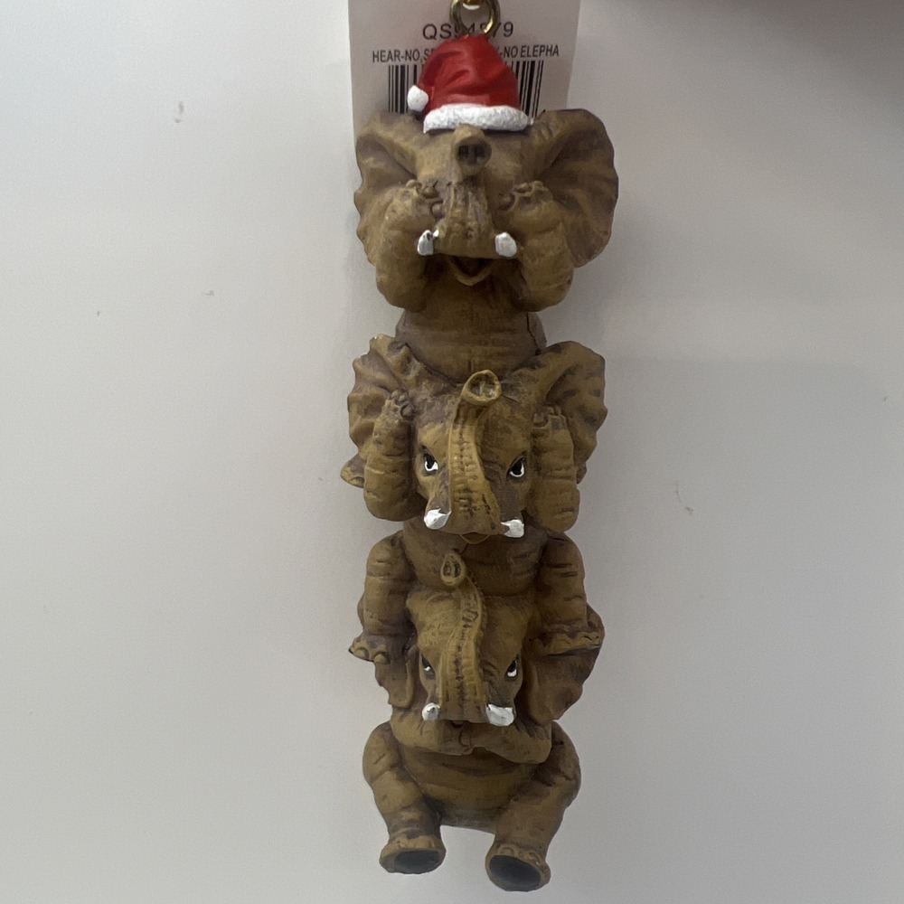 Design Toscano QS94879 See, Speak, Hear No Evil Elephant Holiday Tree Ornament